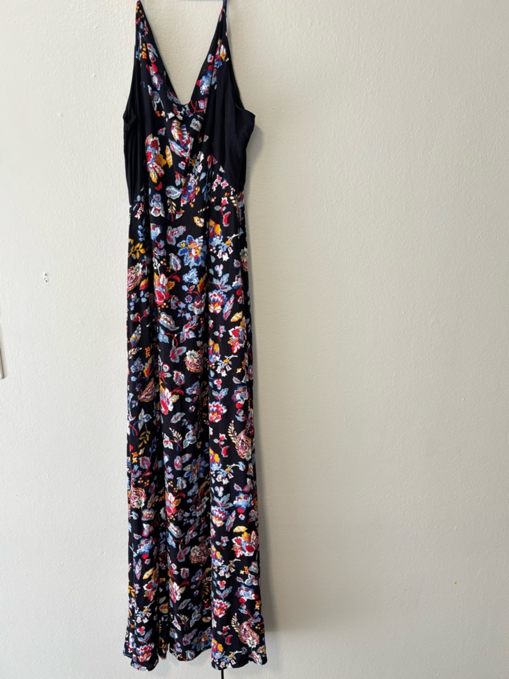Xhilaration Black Floral Maxi Dress with V-Neckline